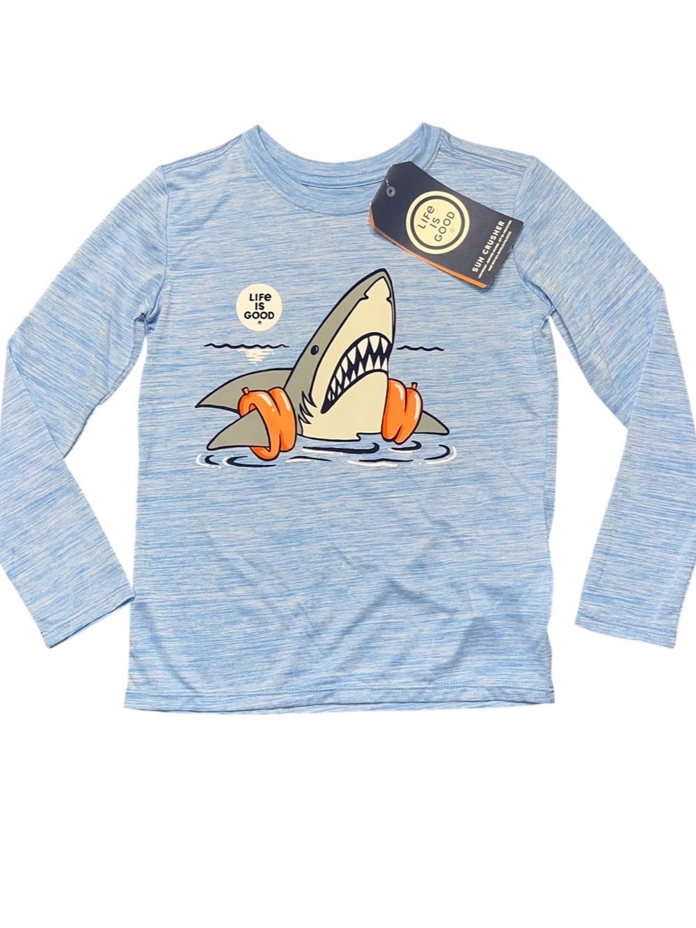 Life Is Good Blue Long Sleeve Share Sun Crusher Quick Dry Shirt Boys XS NWT